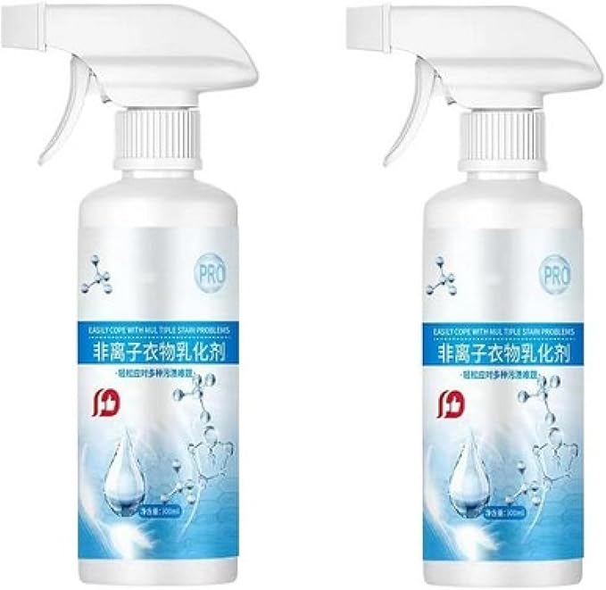 2PCS Clothing Emulsifier, Non Ionic 300ml, Stain Remover for Clothes, Grease Cleaner Emulsifier, Clothes Oil Laundry Cleaning Remover, Strong Decontamination for Grease/Oil/Food Stains