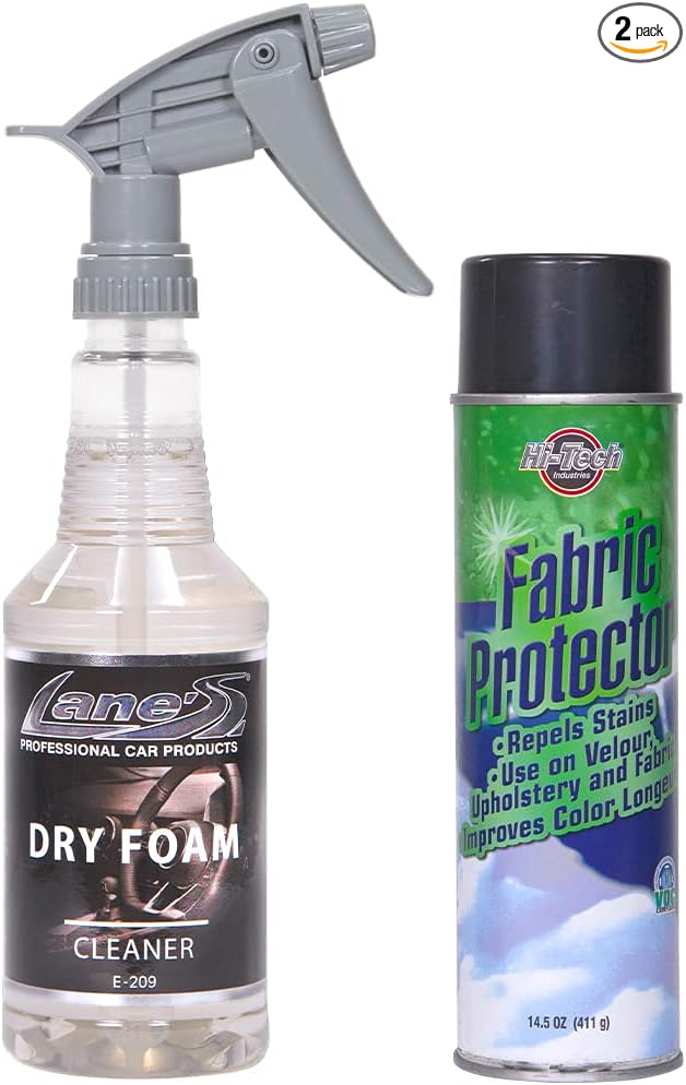 LANE'S Fabric Cleaner & Protection Package 32oz - No Water Required to Activate Cleaning Agents - Great for Carpet, Cloth Seats, Headliners and Seatbelts