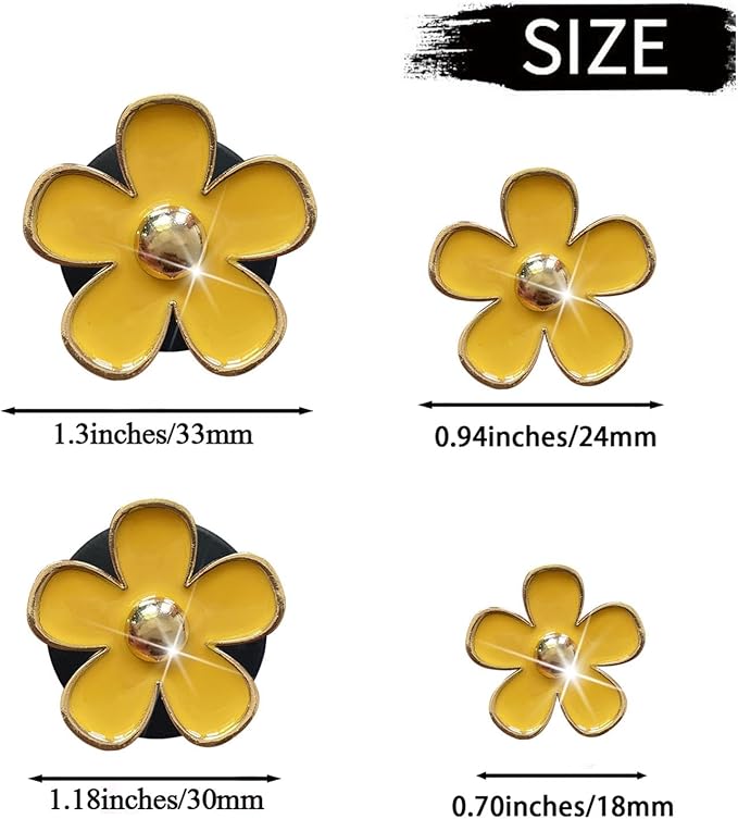 4Pcs Car Accessories Daisy Flowers Car Air Freshener Vent Clips,4 Sizes Cute Car Flowers Car Clips,Girly Women Flowers Car Accessories,Refillable Car Diffuser Air Fresheners Accessories (Yellow)