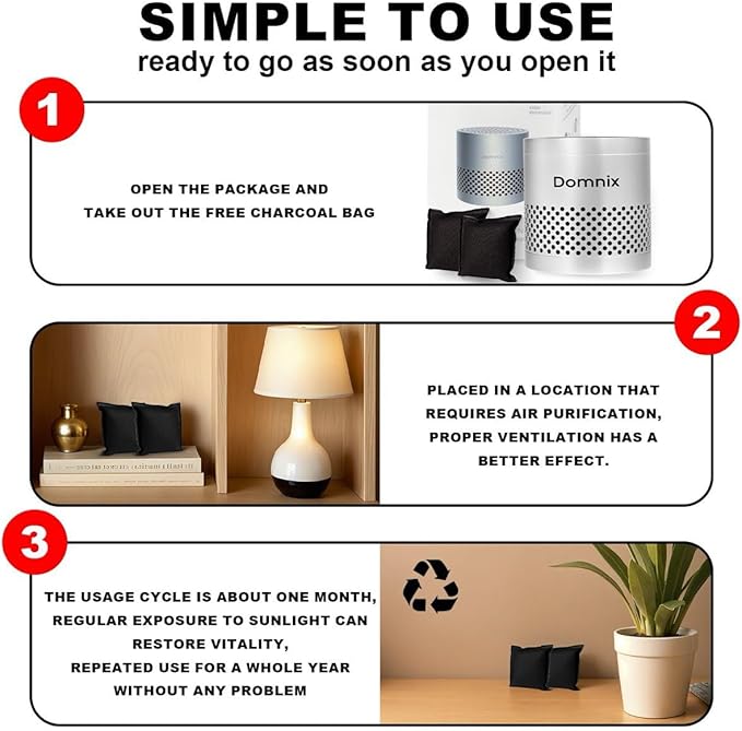 Refrigerator Deodorizer & Air Purifier – Eliminates 99% Odors, Long-Lasting Odor Absorber for Fridge & Home + BONUS 2 Activated Charcoal Bags