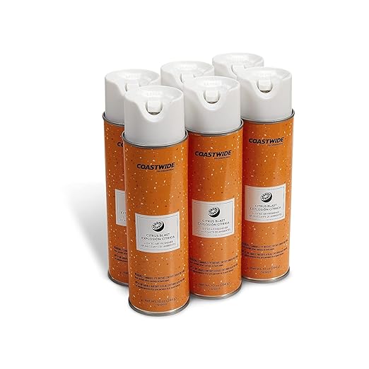 Coastwide Professional Citrus Blast Dry Air Freshener, 10 oz Cans, 6/Carton — Long‑Lasting Commercial Deodorizing Spray for Offices, Restrooms & Breakrooms