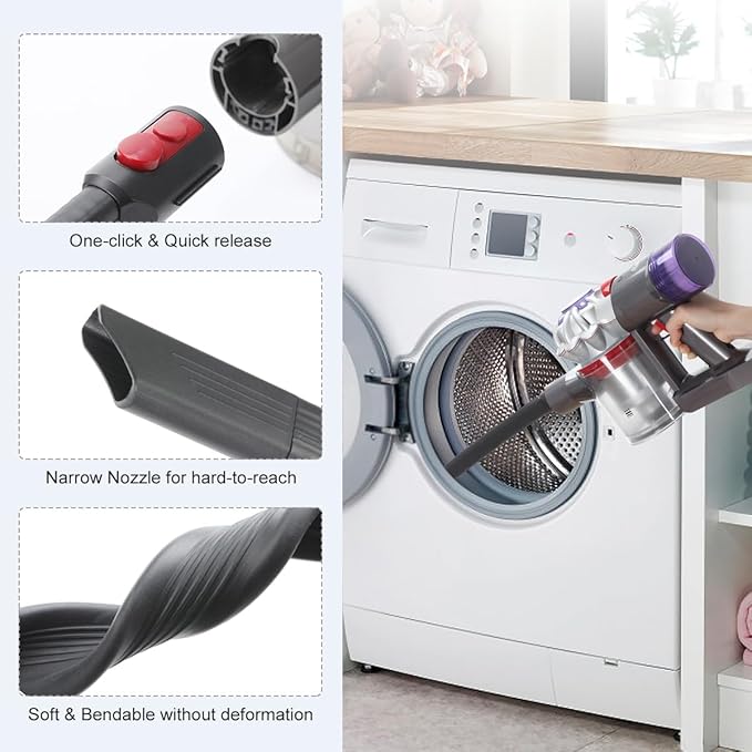 LANMU Vacuum Attachments Compatible with Dyson V15 V12 V11 V10 V8 V7 Outsize Gen5 Cordless Vacuum Cleaner, Flexible Crevice Tool for Dryer Vent, Car, Gaps Cleaning, Ideal for Hard-to-reach Areas