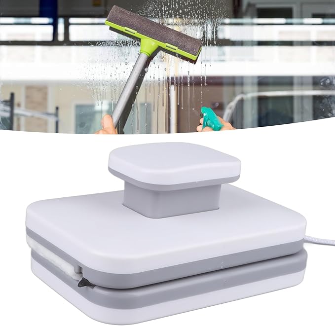 Yosoo Health Gear Magnetic Window Cleaner, Double Sided 3 to 10mm Glass Wiper Tool with Scraper, for High Floor Cleaning
