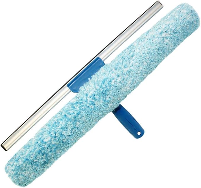Unger Professional 2-in-1 Squeegee and Scrubber, 18” Window Cleaning Tool, Commercial and Residential Use, Washer Cleaner Supplies to Remove Excess Water and Dry