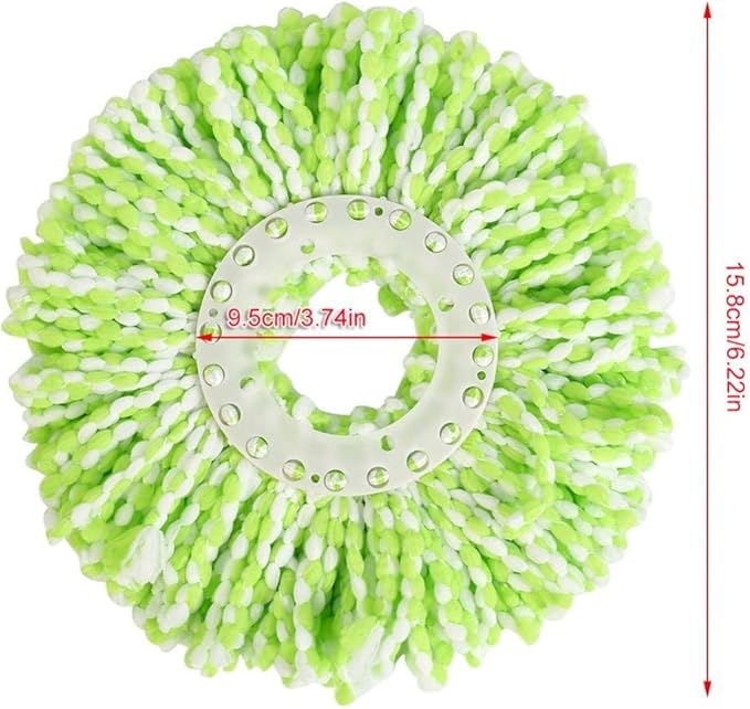 Spin Mop Head Refills Microfiber Round Spin Mop Head Replacement for Universal Spin Mop System Perfect for Home Commercial Use (Green+White)