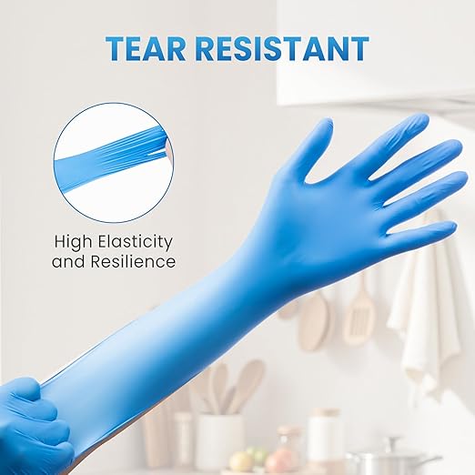 Borje Nitrile Exam Gloves XL, 100 Count Disposable Gloves, Blue, Latex-Free Powder-Free, Food Safe, Cooking, Cleaning
