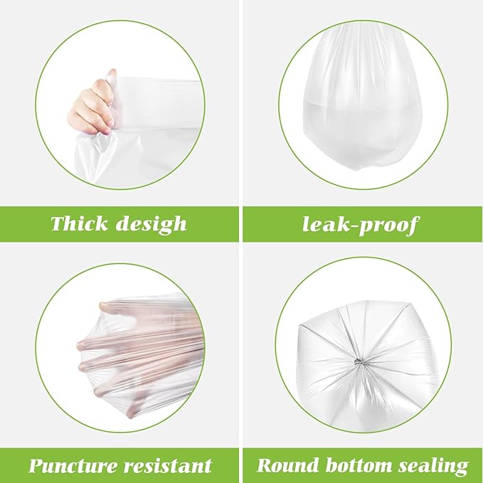 Teivio 1 Gallon 120 Counts Mini Strong Trash Bags 1-1.2 Gallon Garbage Bags,Small Waste Basket Liners,Bathroom Trash Can Bin Liners, Plastic Bags for home office kitchen, 4-5 Liters,Clear