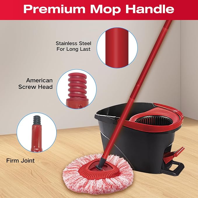 Spin Mop Cleaning kit Compatible with OCeda EasyWring Bucket System, 3 Replacement Mop Heads, 1 Handle, 1 Brush, 1 Cover, 1 Lavender Scented Cleaning Tablets(No Bucket)