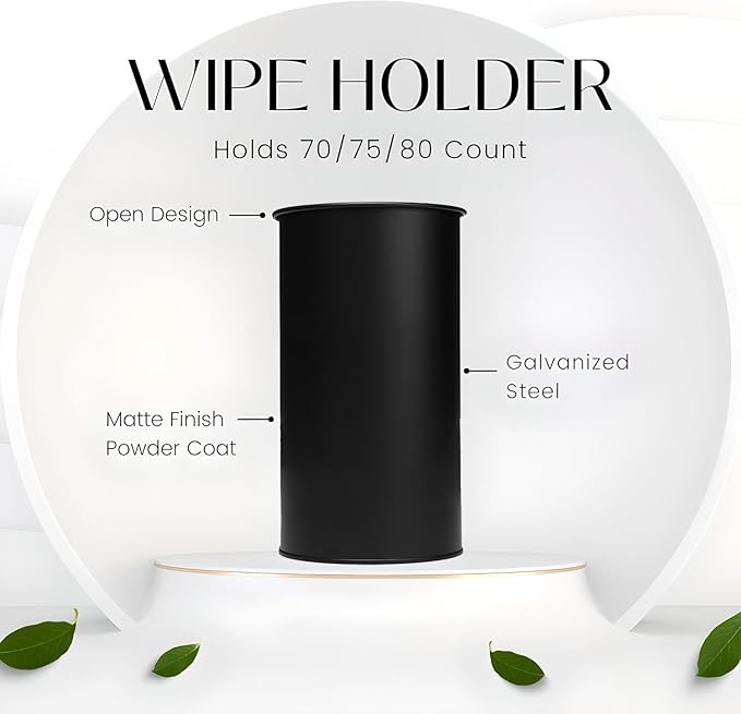 Wipe Holder for Kitchen/Bathroom Counter, Disinfectant Wipe Container, Modern Kitchen Decor, Vintage Countertop Wipe Storage Organizer Caddy, Black Color