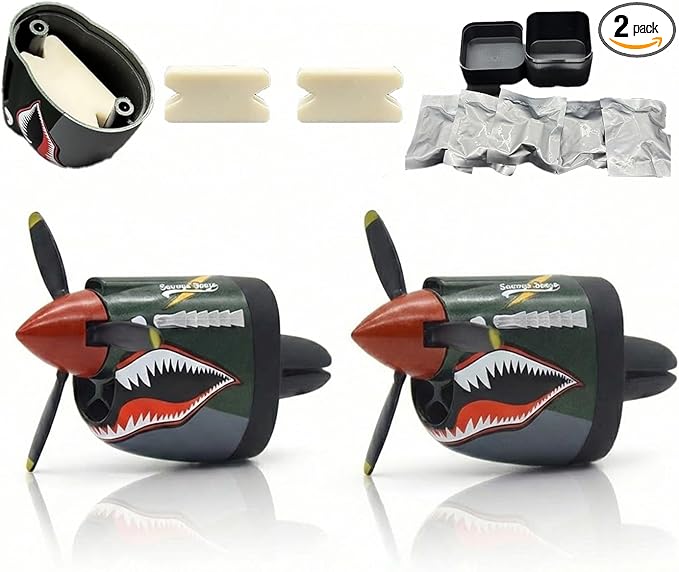 P-40 Warhawk Car Air Freshener with Spinning Propeller - Vent Clip Dashboard Decor for Men, Long Lasting Odor Eliminator & Aviation Gift (style-A-2PCS)