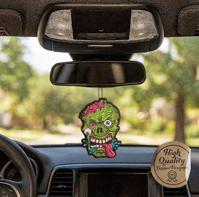 Cute Funny Fresh Fresheners 4 Pack Car Air Fresheners Scented with Premium Oils (Zombie Head)