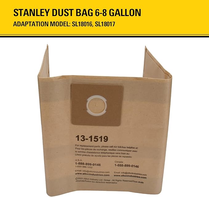Stanley 13-1519 Disposable Filter Bag for SL18016 and SL18017 Wet/Dry Vacuums, 3-Pack