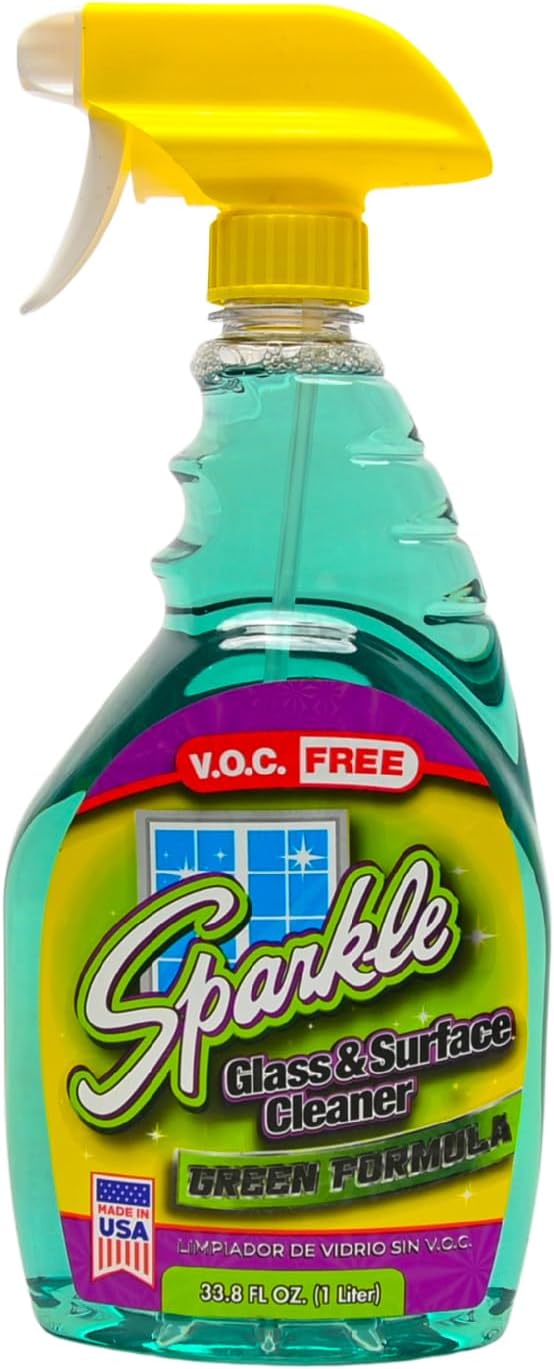 Sparkle Glass & Window Cleaner Spray, VOC-Free Eco Formula, Streak-Free Finish for Windows & Mirrors, 33.8 fl oz (Pack of 1)