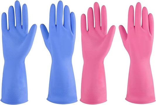Rubber gloves dishwashing 2 or 4 Pairs for Kitchen,Cleaning gloves for household Reuseable.