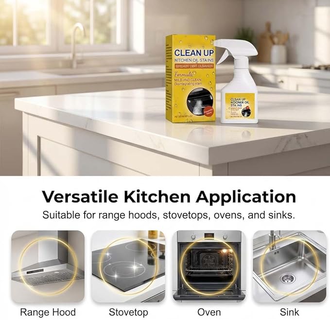 Kitchen Heavy Oil Cleaner Spray, Heavy Duty Kitchen Degreaser Spray, Foaming Oil Cleaner for Stove, Oven & Countertops, Multi-Surface Grease Remover for Appliances (3pcs)