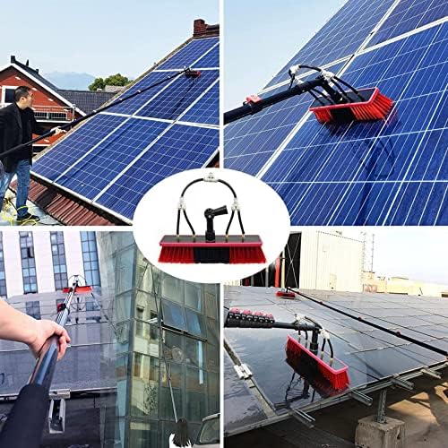 Telescopic Glass Cleaning Brush,Solar Panel Cleaning Tool Equipment, Window Cleaning Pole Photovoltaic Water Fed Telescopic Brush Extendable Cleaner Conservatory Roof,55cmbrush,30FT/9M