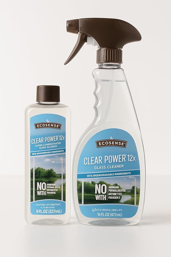 Melaleuca Clear Power Glass Cleaner - 12x Concentration - 8 ounce | Mixing Spray Bottle Included