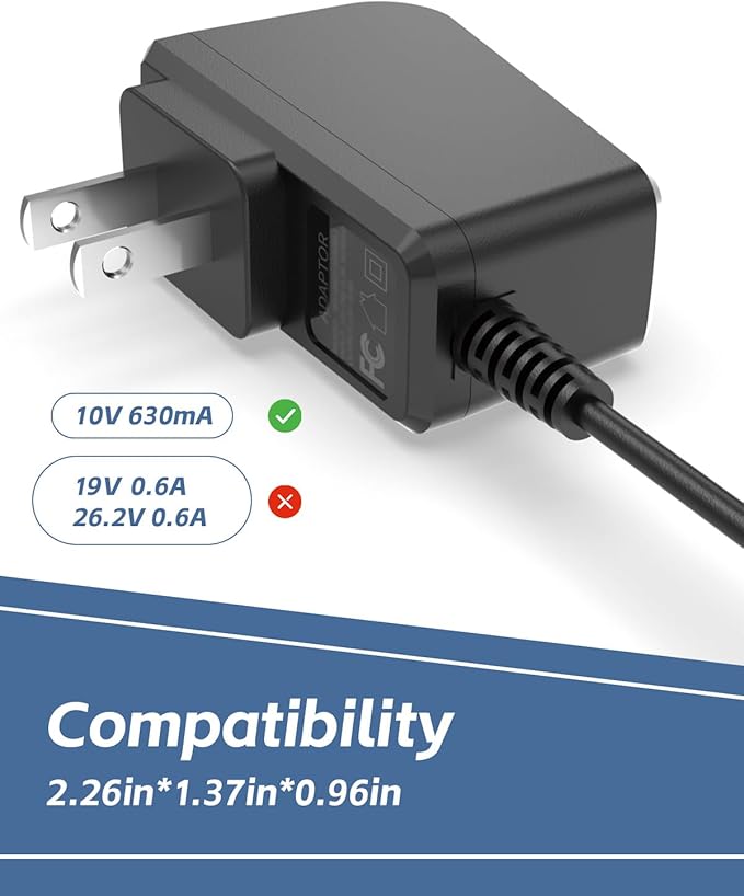 Superer 10V Charger Replacement for Bissell Pet Stain Eraser 2054 2837 2003 2002 20037 PowerBrush Plus 3180 3182 Cordless Handheld Portable Carpet Cleaner Vacuum 1611736 1627267 AC Adapter Power Cord