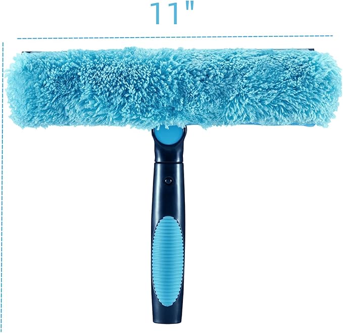11" Window Squeegee and Microfiber Scrubber 2-in-1 Combo Cleaning Tools (Attachement Only) (7)