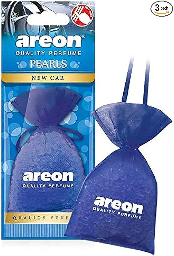 AREON Pearls Lux I Car & Home Hanging Air Freshener I Quality Perfume I New Car (Pack of 3)