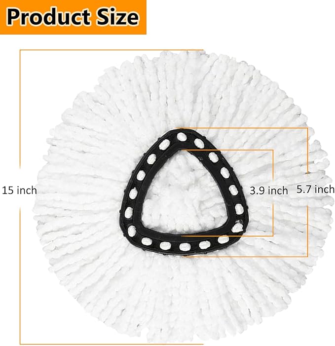 12Pack Spin Mop Replacement Heads,100% Microfiber Mop Head Replacement Compatible with Triangle Spin Mop, 360 Degree Spin Mop Refill for Easy House Cleaning Floor Mopping