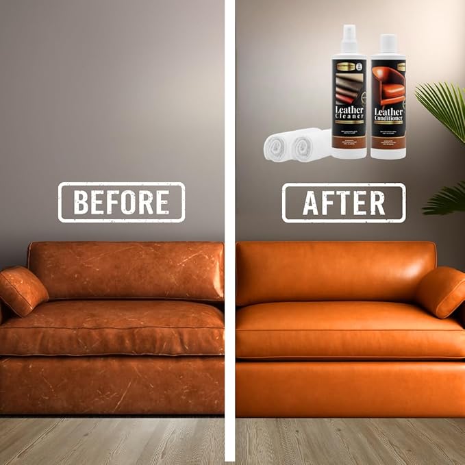 MASTERGUARD Leather Conditioner & Microfiber Cloth – Water-Based, Non-Toxic Formula for Furniture, Car Seats & Accessories – Revives & Protects Genuine Leather