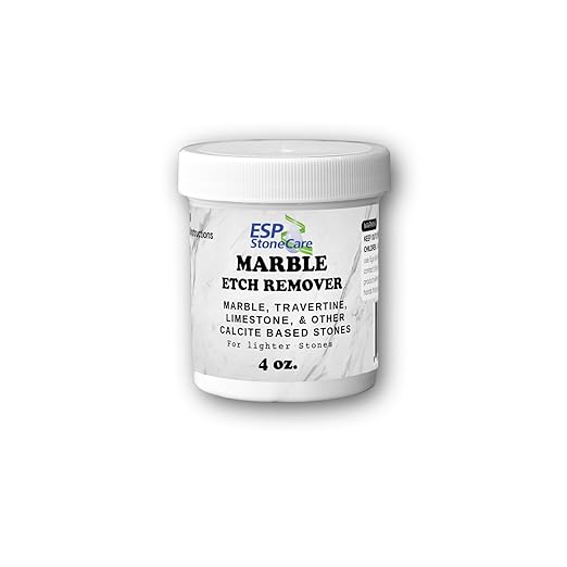 Marble Etch Remover Polishing Powder – 4 oz | Removes Light Etching from Acid Damage in Under 2 Minutes | for Marble, Limestone, Travertine & Other Calcite Stones | Easy to Use, No Tools Required