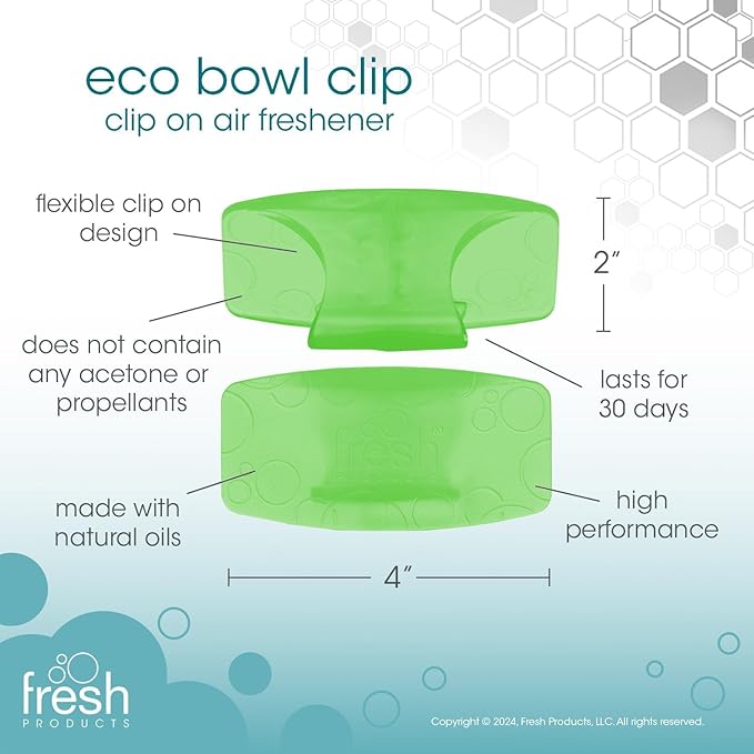 Fresh Products Eco Bowl Clip 2.0 Toilet Bowl Air Freshener, Herbal Mint Scent, 4 Clips