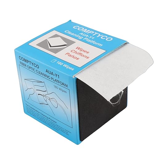 Fiber Optic Wipes, 150Pcs Fiber Optic Connector Cleaner Easy Tearing Both Wet and Dry Use Optical Fiber and Face Dust Paper with Rubber Pad