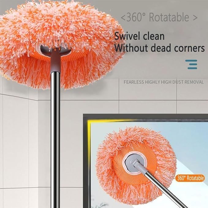 360° Rotatable Adjustable Cleaning Mop, Extendable Wall Washer Mops with Long Handle, Household Rotating Microfiber Spin, Window Bathroom Floor Ceiling, Household Supplies (39.37in 1 Mop Heads)