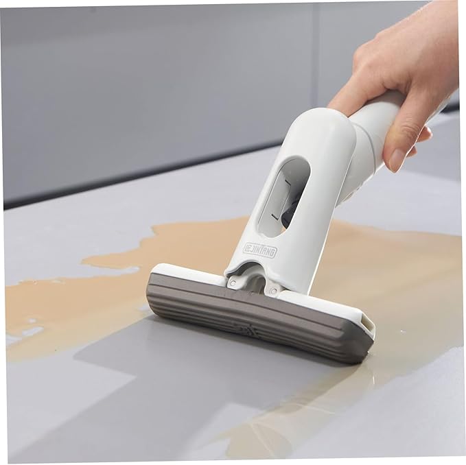 Portable Mini Mop,Hand Mop Hand-Wash Free Self Squeezing Mini Mop, Wet ＆ Dry Use Spray Mop for Small Spaces, Mirror, Dining Table, Tabletop, Car Window, White