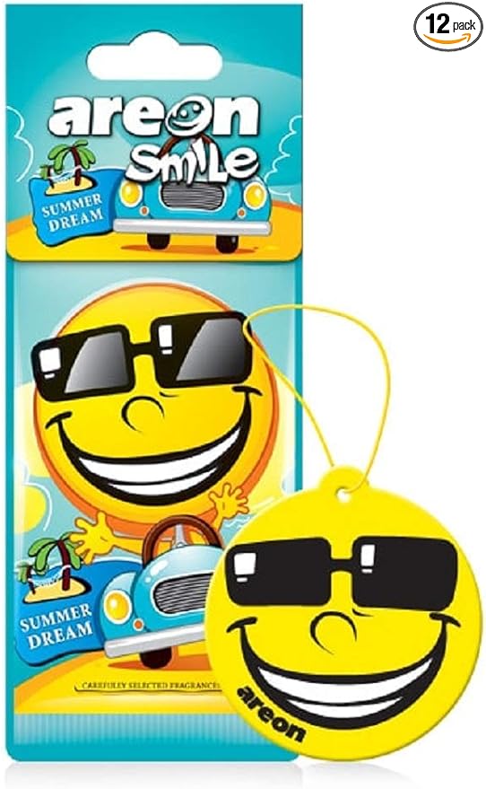 AREON ASD23 Air freshener Hanging Summer Dream Scent, Best Odor Eliminator, Odd Gifts, Paper Hanging Ornaments, Long Lasting Scent for Car or Home -12 Pack