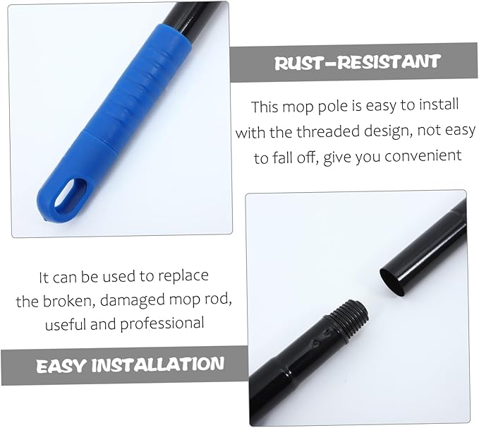 Mop Handle Replacement Section Extendable Pole Compatible with Spin Mops Brushes and Dusters for Versatile Floor Cleaning Hard to Reach Areas