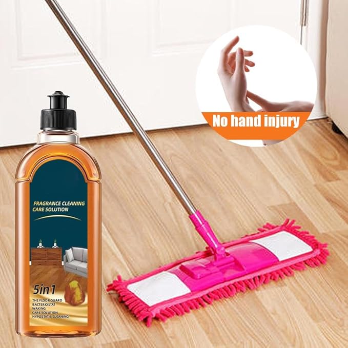5 in 1 Floor Cleaner, Stain & Odor Remover Floor Cleaner, 2025 New Fragrance Cleaning Care Solution, Power Clean Multi-Surface Floor Cleaner for Solid Wood Floor (Brown 1pcs)