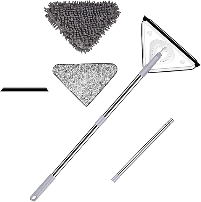 c,360 Degree Rotatable Microfiber Triangular Cleaning Mop Adjustable Spin Scrubber Tool,Triangle Cleaning Mop Multifunctional Telescopic Microfiber Clean Mop for Tub,Tile,Floor(A)