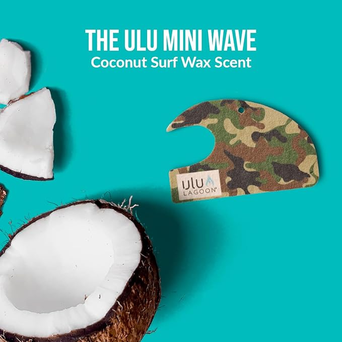 ulu Lagoon Hanging Car Air Freshener | Tropical Beach Coconut Surf Wax Scent Mini Wave | Long Lasting Car Freshener, Closet and Beyond | Made In USA | 3 Pack (Camo)