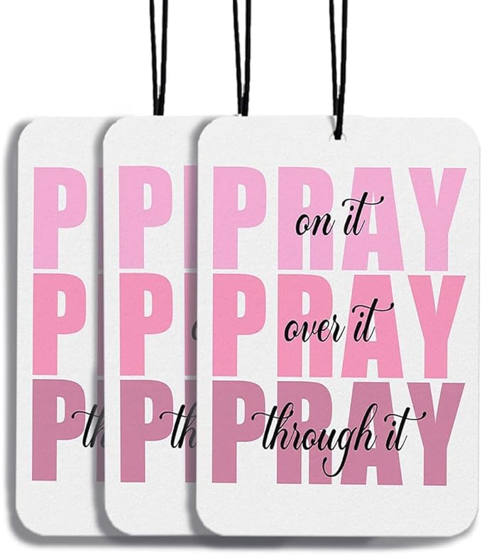 Pink Christian Car Air Freshener Hanging 3Pcs Pink Christian Decor for Car, Pray on It Bible Verses Car Accessories Interior for Women Religious Church Gifts for Women Girls(Black I)
