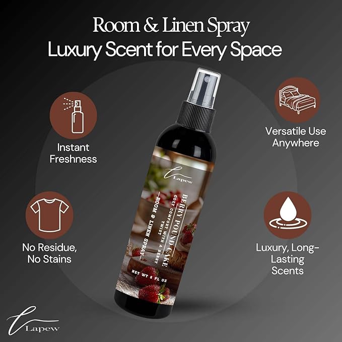 Lapew Room & Linen Spray | Fragrance Mist for Home, Car & Office | Fabric & Air Freshener | Neutralizing Mist | Made in USA | Berry Pound Cake