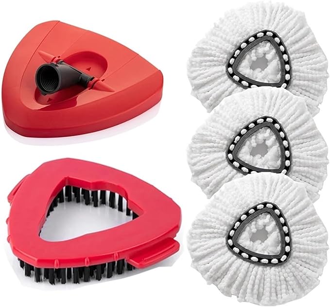 New Small Spin Mop Replacement Base Brush Rotating Mop Base Triangle Accessory Mop Cloth Parts,Compatible for O-Cedar EasyWring RinseClean(5pcs a)