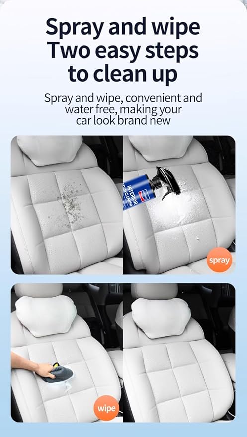Car Interior Foam Cleaner, Plant Essence & Enzyme Active Waterless Cleaning Spray, Phosphate-Free for Leather Seats/Fabric/Dashboard/Carpet/Steering Wheel, 500ml/16.9oz