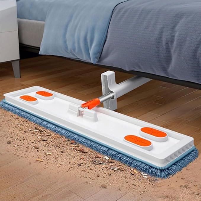 Large Flat Mop, 2023 New Large Flat Mop, Large Surface Flat Mop, Wall Cleaning with Long Handle, Reusable Portable Wet & Dry Lazy 12027(Blue Mop+2pcs Rag)