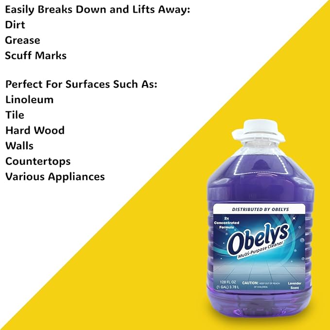Lavender Scented Multi-Purpose Cleaner - 128 Fl OZ (1 Gallon) Concentrate for Home & Commercial Use - 2x Concentrated - Long Lasting, Fresh Floral Scent