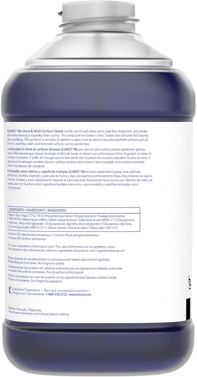 Glance 100975197 Non-Ammoniated Glass & Multi-Surface Cleaner, for Streak Free Windows, JFill Concentrate, 2.5-Liter (Pack of 2)