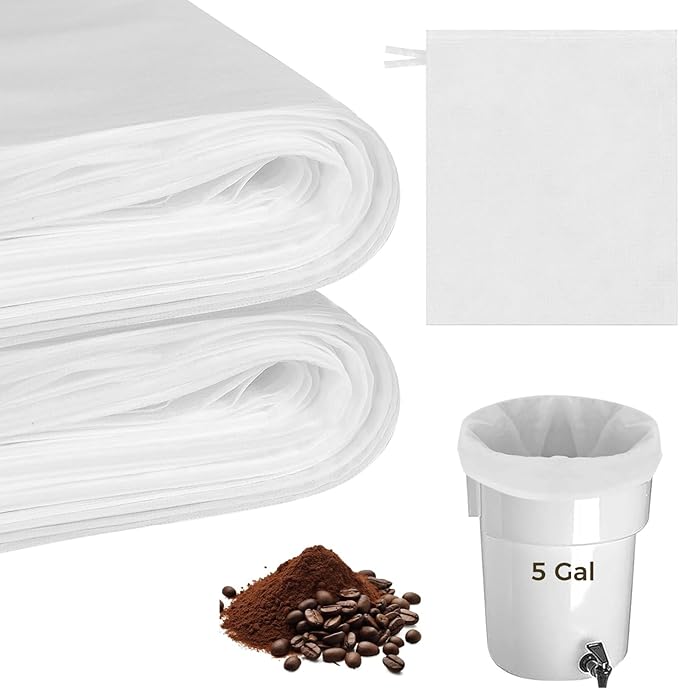 100 PCS Commercial Cold Brew Coffee Filters, Large Disposable Filter Bag for 5 Gal Bucket, Non-Woven Fabric Fine Mesh Brewing Bags for Coffee Shops, Restaurants, Home Brewing