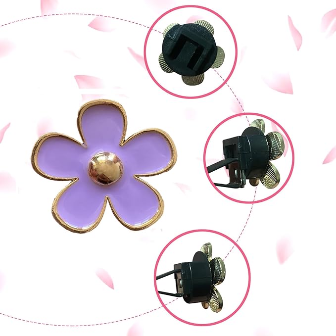 4PCS Daisy Flower Air Vent Clip Air Conditioning Outlet Clip Car Air Freshener Clip Car Interior Decor Charm Colorful Car Interior Accessories for Girls Women (Purple)