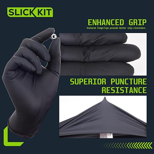 Disposable Nitrile Gloves, 4 Mil Latex-Free Powder-Free Industrial Gloves for Cleaning, Cooking, Non-Sterile, Black, 100 Count, Extra Large/10