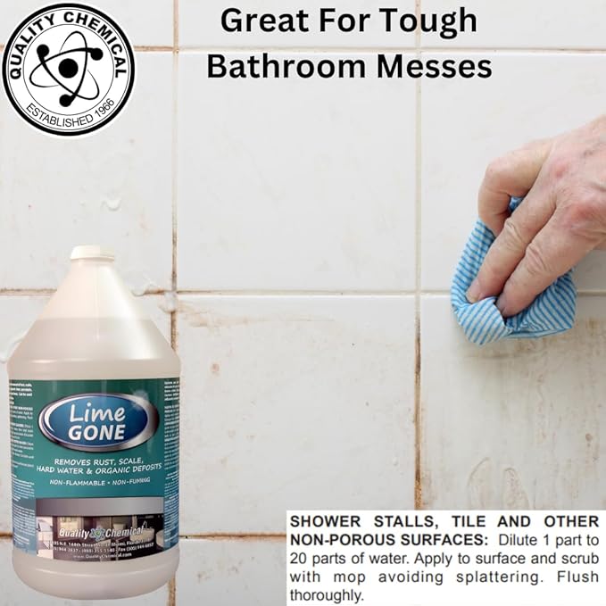 Quality Chemical Lime-Gone Remover - Calcium, Lime and Hard Water Stain Remover for Bathroom, Shower and Tile - Lime a Way - 128 oz (Pack of 1)