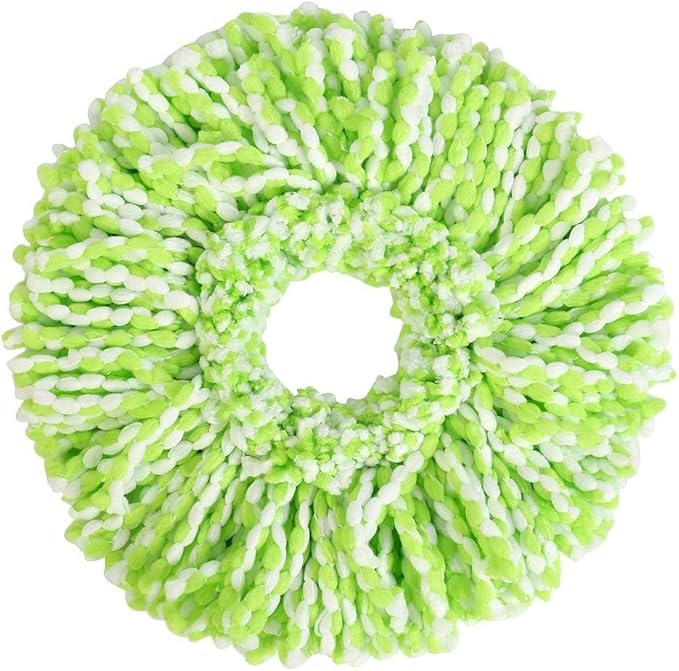 Spin Mop Head Refills Microfiber Round Spin Mop Head Replacement for Universal Spin Mop System Perfect for Home Commercial Use (Green+White)