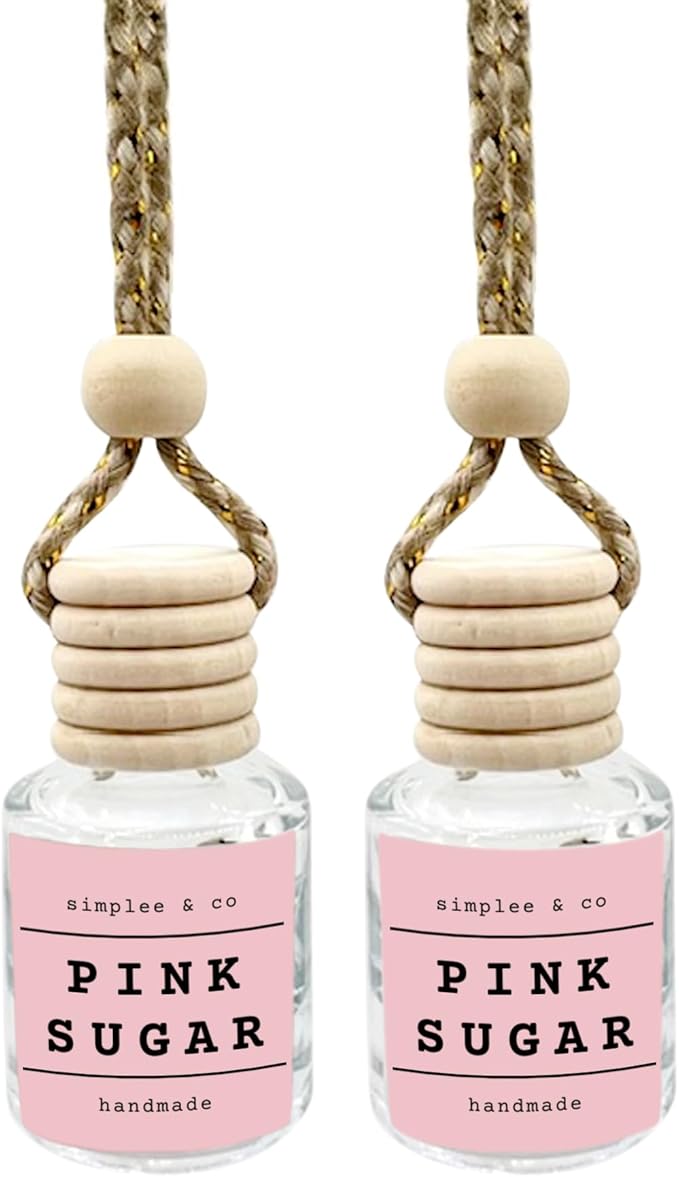 Simplee & Co Pink Sugar, 2 Pack Car Air Hanging Essential Oil Diffuser, Aromatherapy Vehicle Diffuser, Long Lasting by Simplee & Co