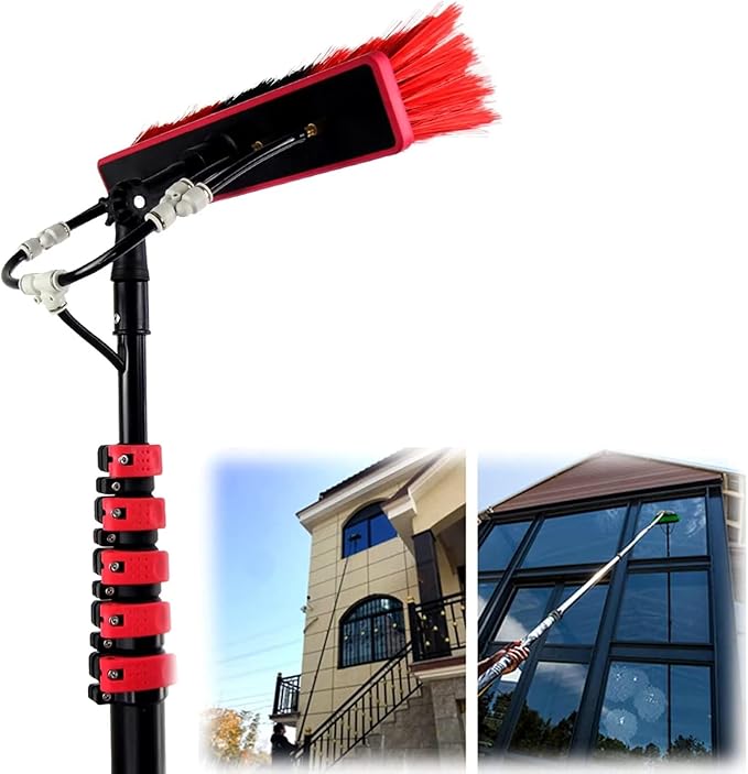 Telescopic Window Cleaning Brush - 50cm Water Fed Tool for Solar Panel & Photovoltaic Cleaning Extendable Pole for Efficient Exterior Glass & Solar Surface Care